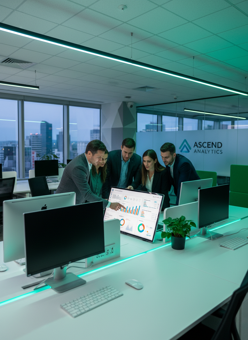 Team reviewing email marketing results on Transpond